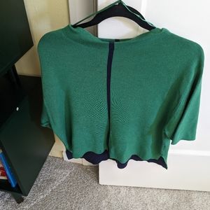 Cropped Color Block Viscose Sweater